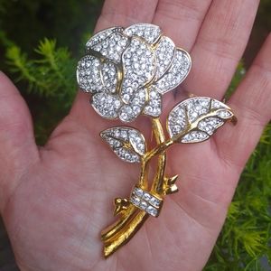 Nolan Miller Rose  Pavé Austrian Crystal Brooch
